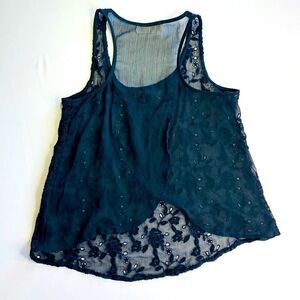 Abercrombie & Fitch Flowy Sheer Lace Sleeveless Top